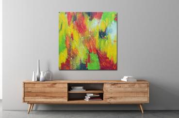 Buy hand-painted structure picture red green - Abstract 1414